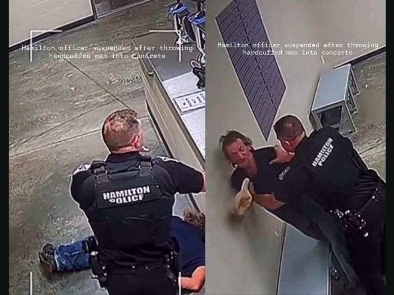 Hamilton Police Officer Suspended After Surveillance Video Shows Handcuffed 62-Year-Old Thrown Head-First Into Concrete, Leaving Him Unconscious