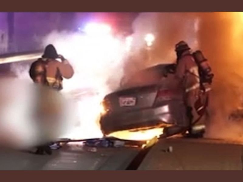 Long Beach Airport Tunnel Crash Erupts in Flames, Killing Four After Sedan Slams Concrete Median on Lakewood Boulevard