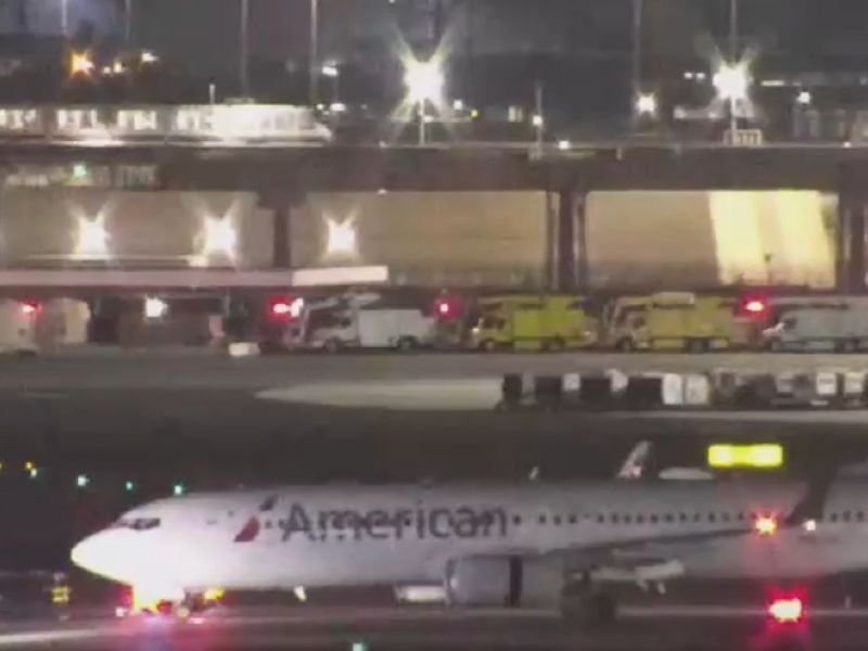 American Airlines Flight Makes Emergency Landing at Newark Airport After Front Tire Blows Out During Arrival in New Jersey