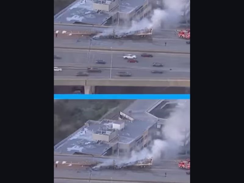 Flaming Semi-Truck Shuts Down Multiple Southbound Lanes on I-805 in Mission Valley Near I-8 Interchange, Causing Major Morning Traffic Disruptions