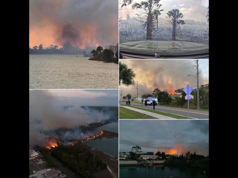 Hernando Beach Florida Brush Fire Rapidly Spreads Toward Shoal Line Blvd Prompting Mandatory Evacuations as Flames Reach 150 Acres With 20 Percent Containment