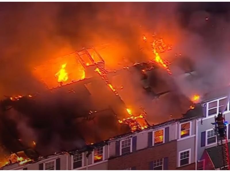 Massive Blaze Rips Through Row of Townhouses in Branchburg, New Jersey as Firefighters Battle Rapidly Spreading Flames
