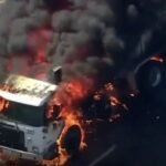 Massive Flames Erupt on Riverside&rsquo;s 91 Freeway On-Ramp as Trash Truck Catches Fire, Sending Thick Smoke Across Traffic Lanes