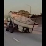 Runaway Boat Detaches From Tow Hitch and Slams Into Center Median on 91 Freeway in Bellflower, Tesla Camera Captures Dramatic Crash