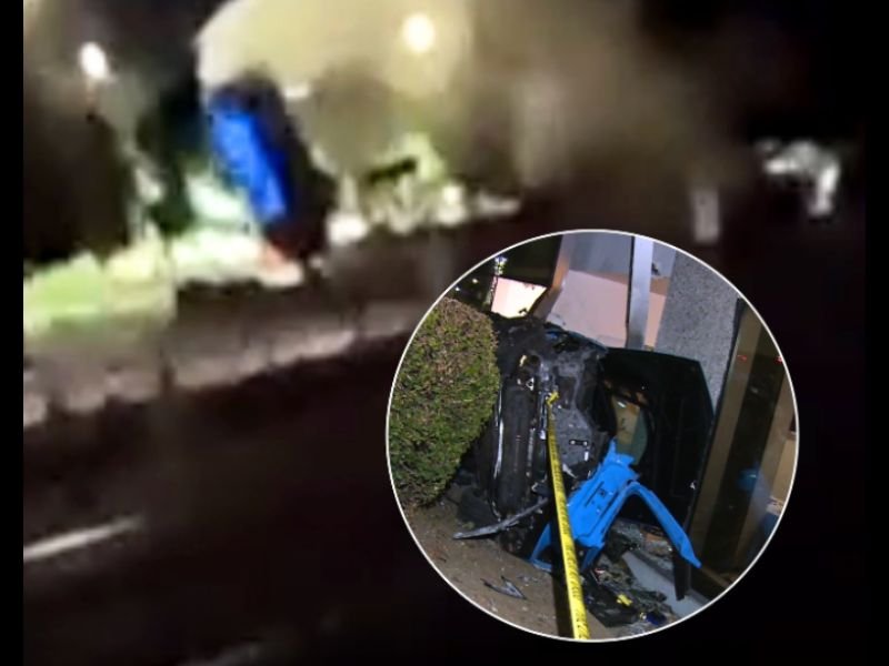 Corvette Flies Off 60 Freeway and Crashes Into Maserati Dealership After Flipping Multiple Times — Driver and Passenger Walk Away Across Los Angeles County