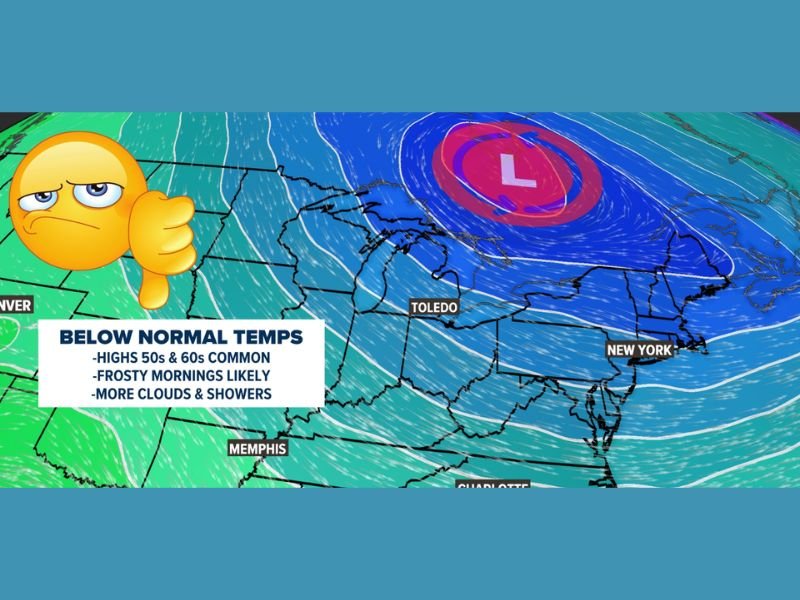 Cutoff Low Over Ontario Locks In Below Normal Temperatures Frosty Mornings and Overcast Skies Across Toledo and Northeast Through First Half of May