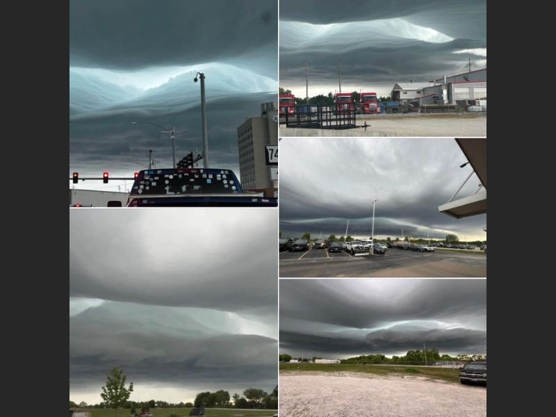 Destructive Severe Storm Dropping Baseball to Softball Sized Hail Produces Terrifying Shelf Cloud Skies Across Springfield, Missouri in a Visually Stunning and Dangerous Weather Event