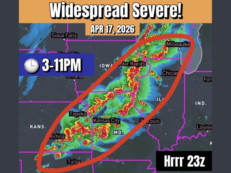EF-3 Tornadoes, 4-Inch Hail and QLCS Tornado Outbreak Possible Across Wisconsin Into Oklahoma — Widespread Severe Weather Developing Friday