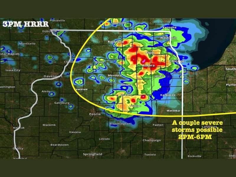 Few Severe Thunderstorms Possible This Afternoon Across Northeast Illinois Between 2 PM and 6 PM — Higher Potential Focused Around Chicago and Aurora Corridor