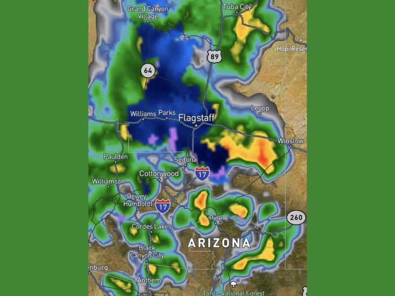 Heavy Snow Burst Possible Tonight Along I-40 Through Flagstaff Arizona — Slick Spots Developing for Travelers on the Route