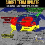 Highest Severe Threat With 70 MPH Winds and 1.75 Inch Hail Active Now Through 6 AM Across Michigan — Flash Flooding Possible With 1 to 3 Inches of Rain Tonight