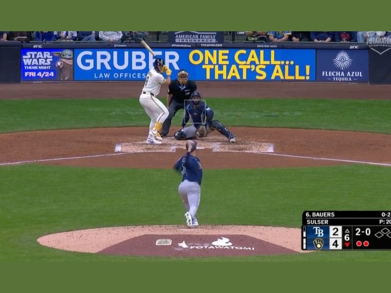 Milwaukee Brewers&rsquo; Jake Bauers Ruled Safe After Replay Review Despite Missing First Base Bag as Managers Kevin Cash and Pat Murphy React During Live Play