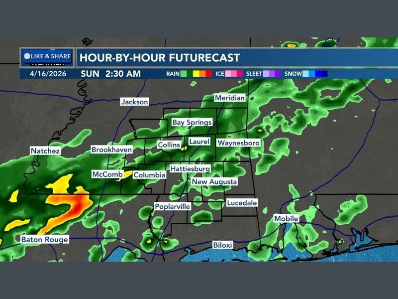 Rain Moving Into Mississippi Saturday Night &mdash; Totals Between One-Quarter and One-Half Inch Expected