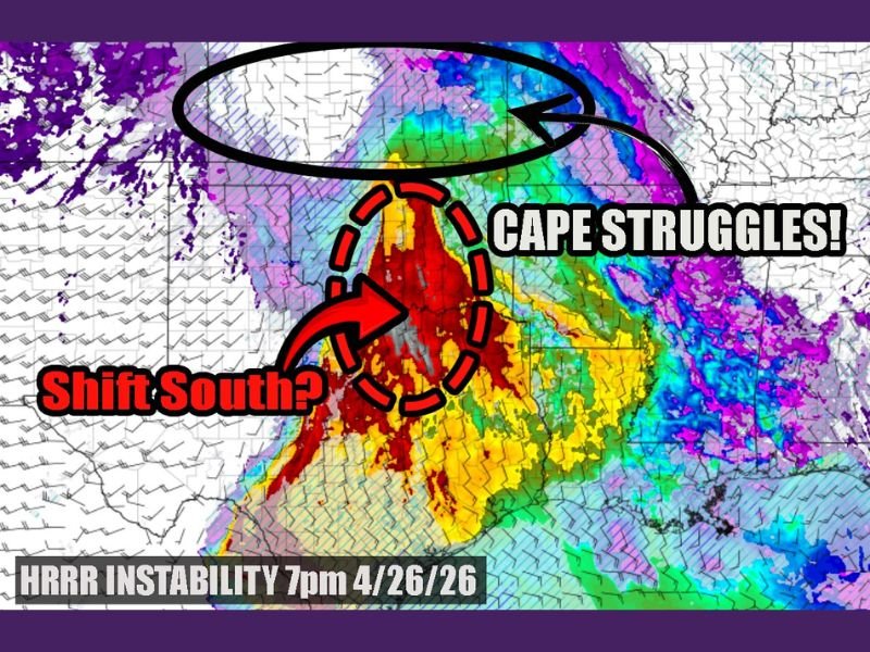 SPC Tornado Zone Flagged for Kansas Today But Confidence Collapses &mdash; CAPE Struggles and Moisture Shunted South as Severe Weather Outlook Remains Highly Uncertain