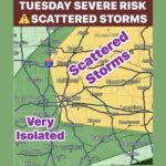 Scattered Severe Storms Threatening North Texas East of I-35 Tuesday 4pm to 10pm With 2 Inch Hail 65mph Winds and Isolated Tornado Risk