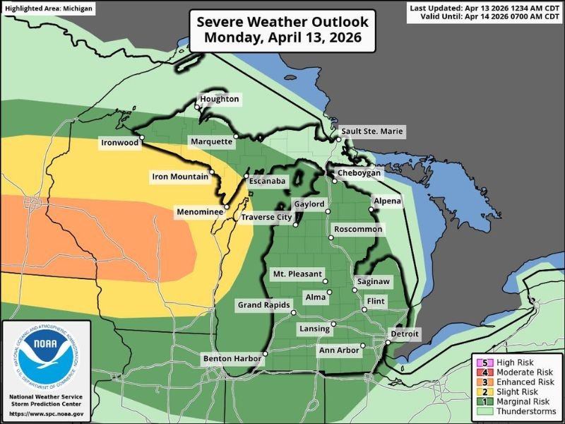 Severe Weather Outbreak Begins Today Across Minnesota and Wisconsin — Michigan Faces Two Distinct Threat Zones With Hail, Wind, and Possible Supercells