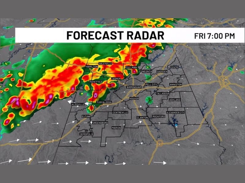 Strong Wind Gusts, Frequent Lightning and Small Hail Possible Across Alabama Tomorrow Night — Rotating Storm Threat Watching for Northwest Alabama With Slight Risk Level 2