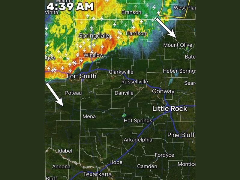 Strong Wind Gusts and Frequent Lightning Pushing Southeast Into Arkansas — Storms Behaving but Closely Watched as Line Moves Through Fort Smith, Springdale and Harrison