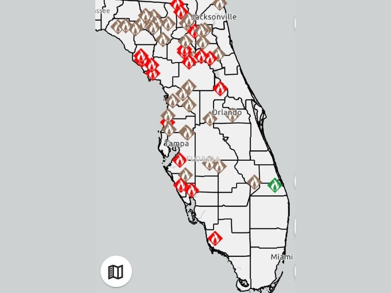 Very Dry Conditions Fueling Really High Fire Danger Across Florida — Active Fires and Wildfire Threats Ongoing From Jacksonville to Miami