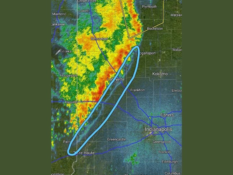 Weakening Storm Line Leaking Through Central Indiana With Outflow Boundary Developing — Pockets of Rotation, Severe Winds and Hail Still Active Up North Near Crown Point and Plymouth