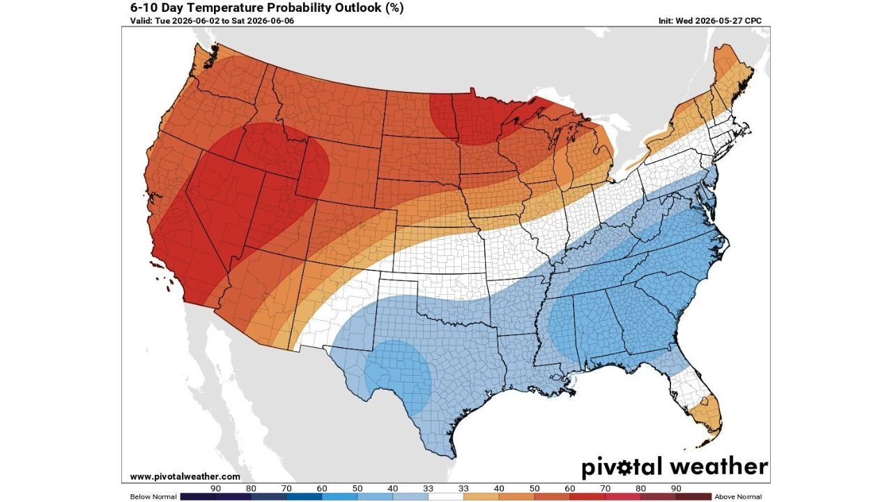 Above Normal Temperatures Dominating the West and Upper Midwest While South and Southeast Run Below Normal June 2 Through June 6