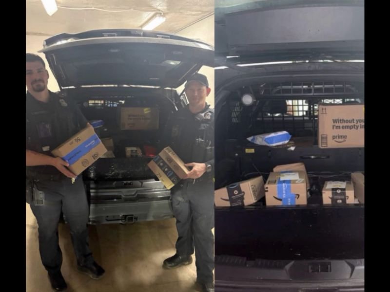 Amazon Driver Quits Mid-Shift Throwing Packages Into Street in Flat Rock Michigan as Police Officers Step In to Complete Deliveries to Waiting Residents