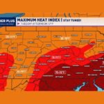 Dangerous Heat Index Values Reaching 95 to 98 Degrees Across Pennsylvania Including Philadelphia Harrisburg and Pittsburgh Tuesday Afternoon May 19 Peak Hours