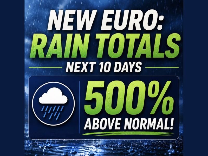 European Ensemble Model Showing Rainfall Totals 500 Percent Above Normal Over Next 10 Days With Pattern Finally Poised to Make Meaningful Dent in Drought