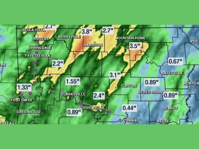 First Round Delivering 1 to 3 Inches Across Arkansas With Another 1 to 3 Plus Inches Expected Over Next 7 to 10 Days Through May 27