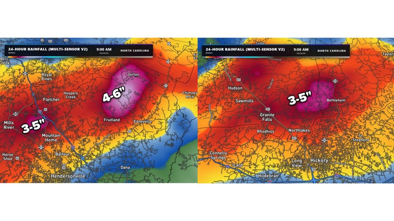 Flash Flooding Hits Granite Falls, Hendersonville and Western North Carolina With Up to 6 Inches of Rain in 24 Hours