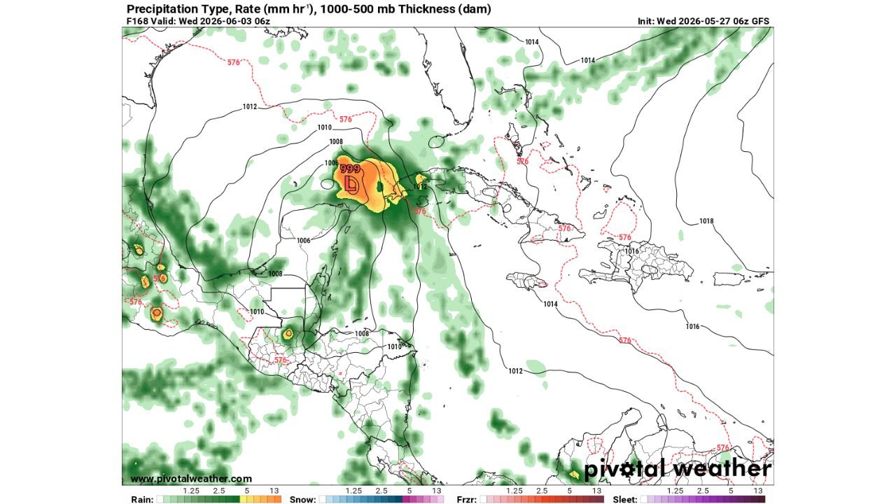 GFS Model Shows Outlier Tropical System Near Yucatan and Gulf of Mexico as an Outlier Signal for June 3