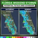 Heavier Cells Capable of 2 to 3 Plus Inches of Rain Hitting Florida Including Jacksonville Tampa Orlando and Miami Saturday and Sunday With Greater Coverage Sunday
