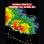 Hen Egg Size Hail Reported Near Elk City Oklahoma as High-Based Supercell Tracks Toward Burns Flat With Extreme Radar Returns Across Canute and Dill City Corridor