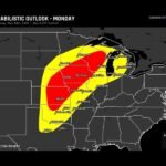 Intense Tornadoes and Very Large Hail Threatening Kansas Wisconsin and Iowa Including Wichita Des Moines and Chicago Monday May 18 With 30 Percent Severe Probability