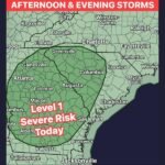 Level 1 Severe Risk Afternoon and Evening Storms Possible Across Georgia and South Carolina Including Atlanta Charlotte Columbia and Savannah Today Saturday