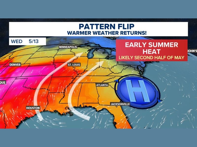 Major Pattern Flip Bringing Early Summer Heat and Possible First 90 Degree Temperatures Across Ohio Michigan Indiana and Entire Midwest Around May 15 Before Memorial Day Weekend