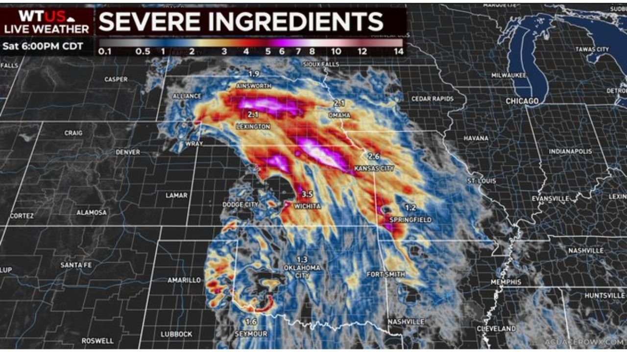 North Platte Nebraska and Hutchinson Kansas Facing Slight Risk of Damaging Winds Large Hail and Tornadoes Along Dryline This Afternoon