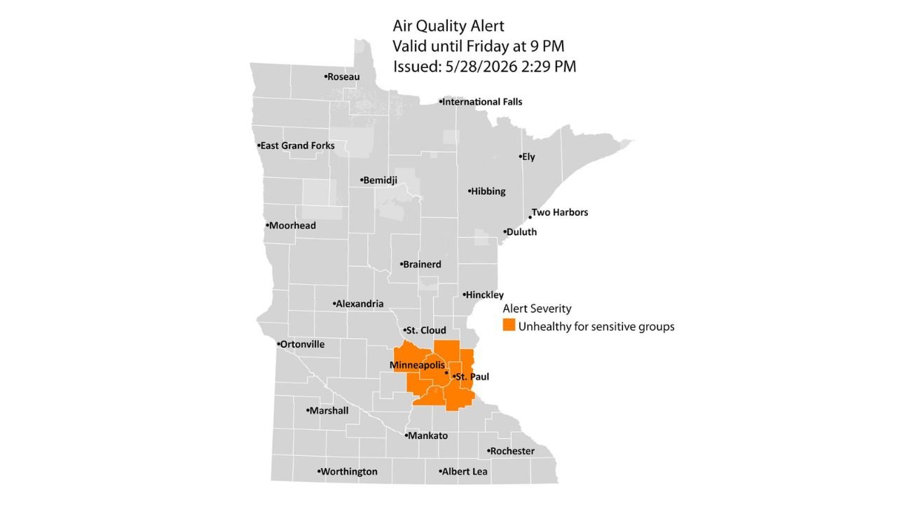 Ozone Air Quality Alert Hits Minneapolis and St. Paul Metro Unhealthy for Sensitive Groups Friday May 29 Noon to 9 PM