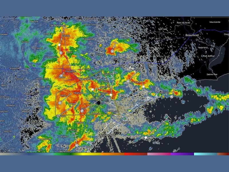 Pre-Dawn Storms Rumbling Through Houston Texas Including The Woodlands Pasadena and Baytown Saturday Morning May 23 With More Disturbances Expected