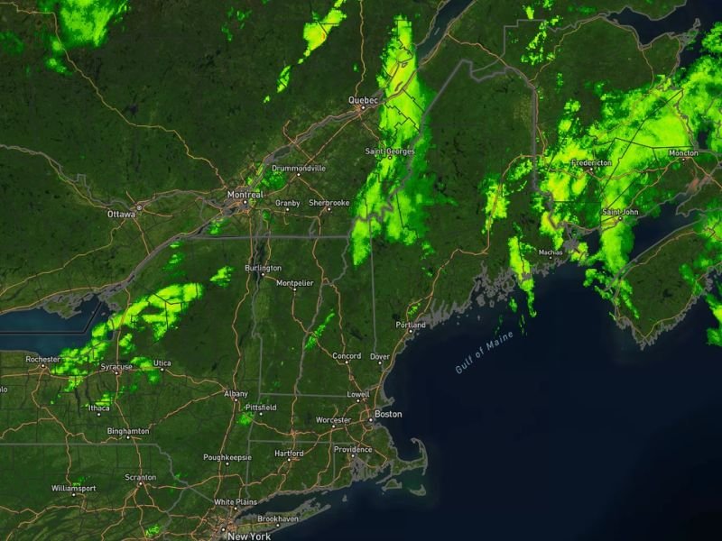 Rain Showers and Clouds Covering Northeast US and New England on Mothers Day Sunday With Temperatures Stuck in 60s Up North and Mid 70s in Southern Areas