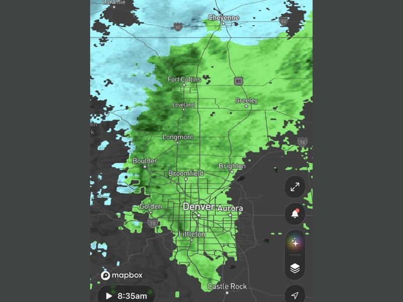 Rare Widespread Rain Soaking Colorado Northern Front Range Including Denver Fort Collins Boulder and Cheyenne This Morning May 18