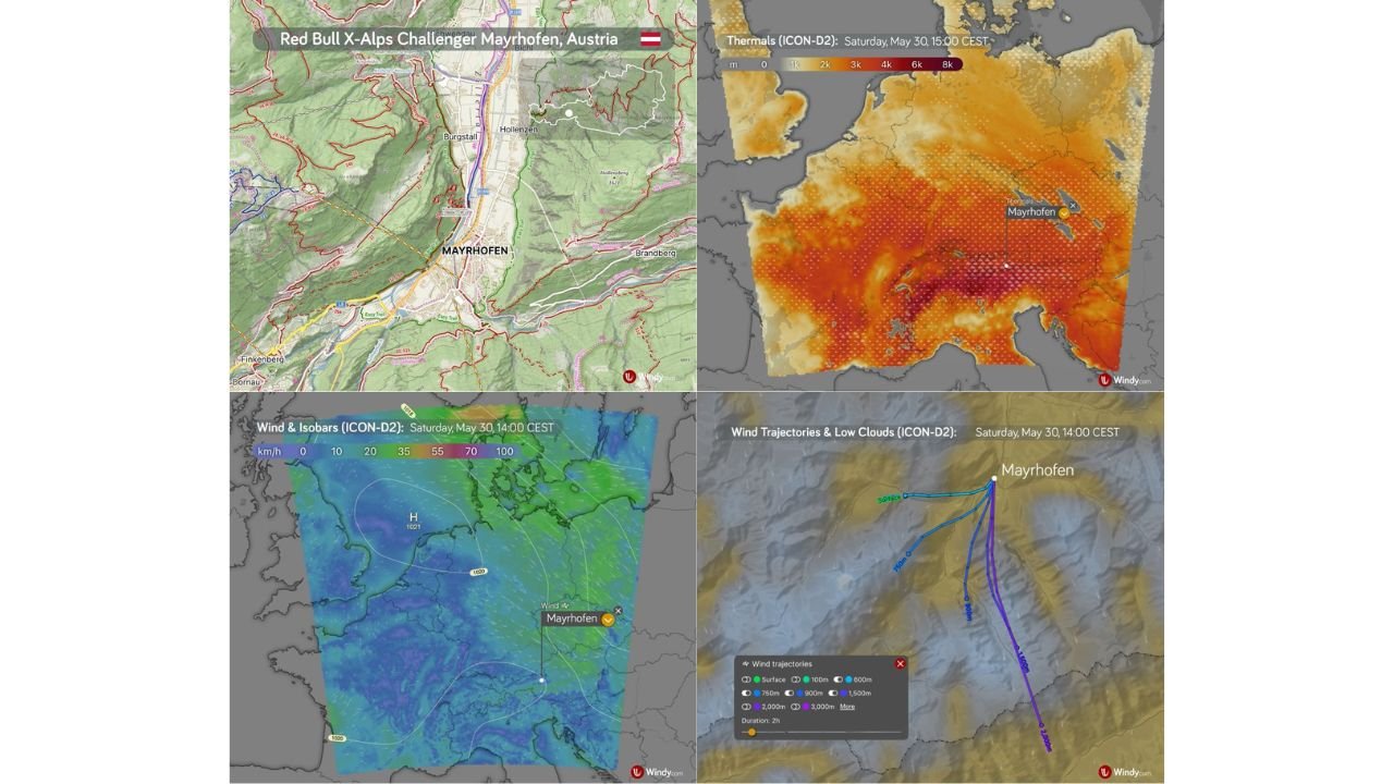 Red Bull X-Alps Challenger Mayrhofen Faces Flyable Morning With Afternoon Thunderstorm Risk in Zillertal Valley Austria This Saturday