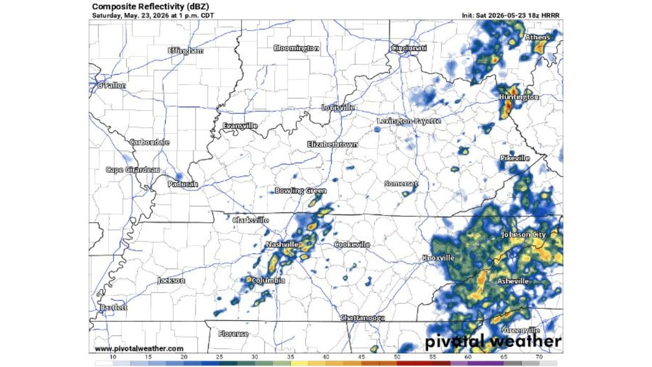 Scattered Downpours Likely to Overperform Forecast Near Nashville, Knoxville and Asheville After 6 PM Tonight