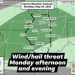 Scattered Strong Thunderstorms With Damaging Wind and Hail Threatening Northern Illinois Monday Afternoon and Evening Along Advancing Cold Front Covering Chicago Rockford and Peoria