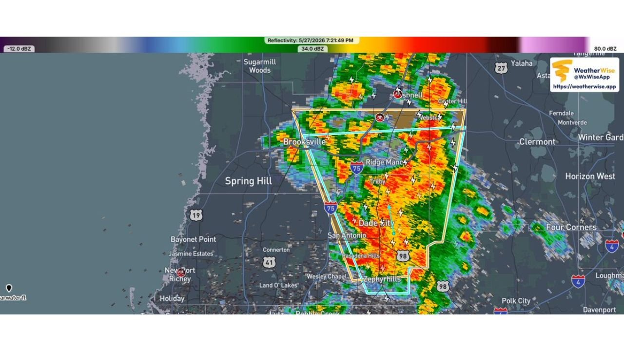 Severe Thunderstorm Warning Issued for Sumter, Pasco and Hernando Counties Including Brooksville and Dade City Until 7:30 PM