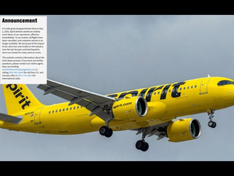Spirit Airlines Shuts Down All Operations and Cancels All Flights Nationwide on May 2, 2026 After Failing to Secure Last-Minute Financial Rescue — 17,000 Jobs Impacted