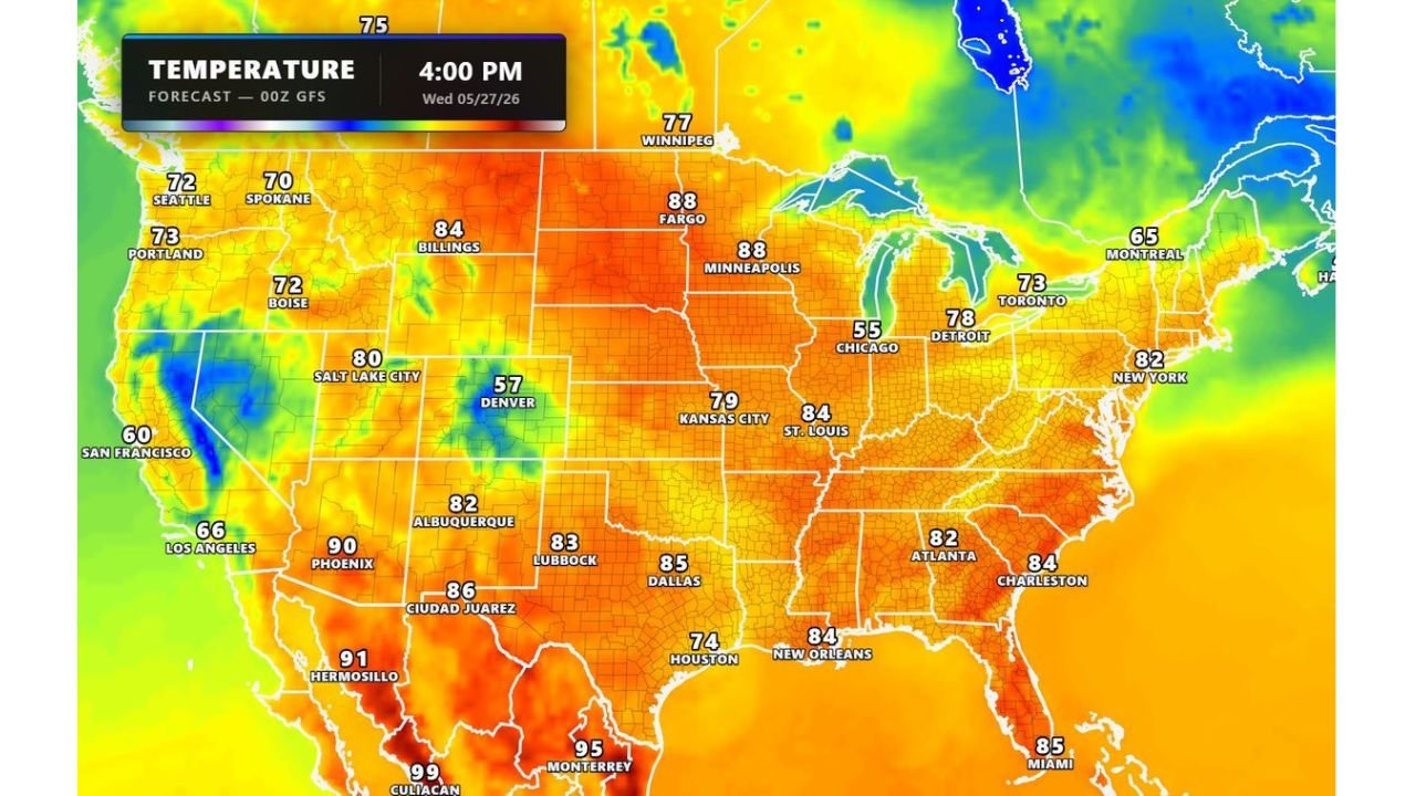 Temperatures in the 70s and 80s Blanket Nearly Every State From Seattle to New York and Dallas This Wednesday May 27