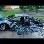 Two Lamborghinis Crash and Burst Into Flames Destroying Nearly 1 Million Dollars Worth of Supercars Near Cypress Texas With No Injuries Reported