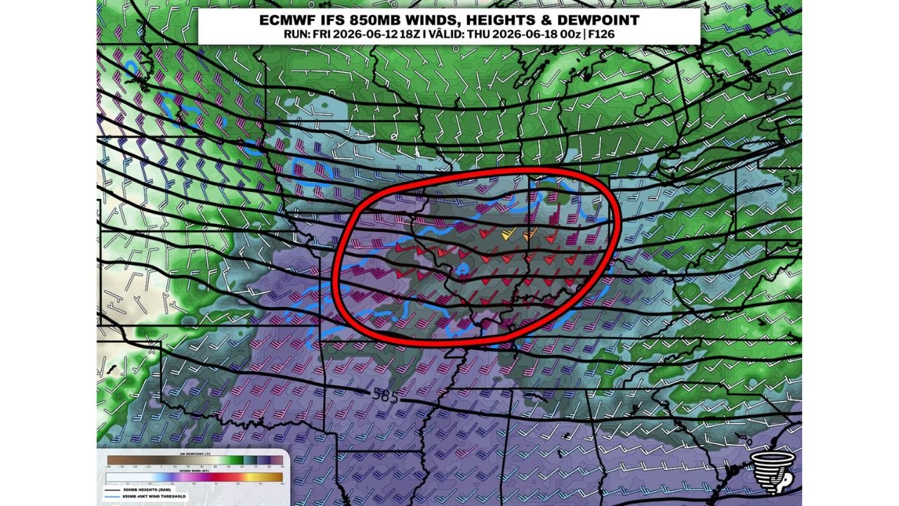 Central Plains and Midwest Facing Potentially Significant Severe Weather Event Next Wednesday as ECMWF Shows Extreme Wind Shear and High Summertime Instability