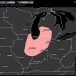 Chicago Illinois Indianapolis Indiana and Fort Wayne Indiana Most Likely Spot for Tornado Tomorrow Under Level 1 SPC Risk